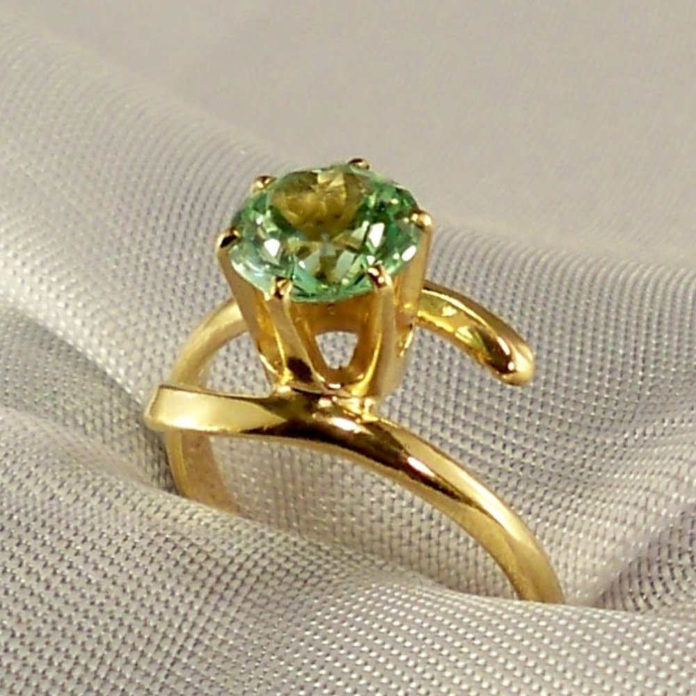 10K Gold Round Cut Aquamarine *Pardot Vintage Ring